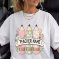 Personalized Teacher Gift, Floral Pencil Art, Custom Name Sweatshirt, Teacher Appreciation, Cute Floral Design