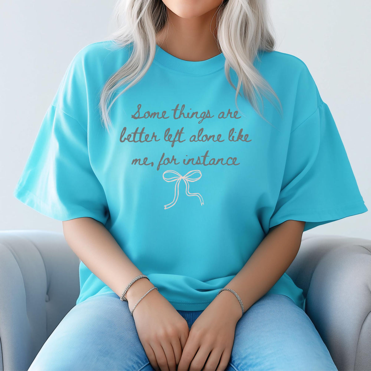 Funny Introvert Shirt, Some Things Are Better Left Alone Like Me, Sarcastic Quote Tee, Socially Selective Gift, Bow Graphic Top Gift