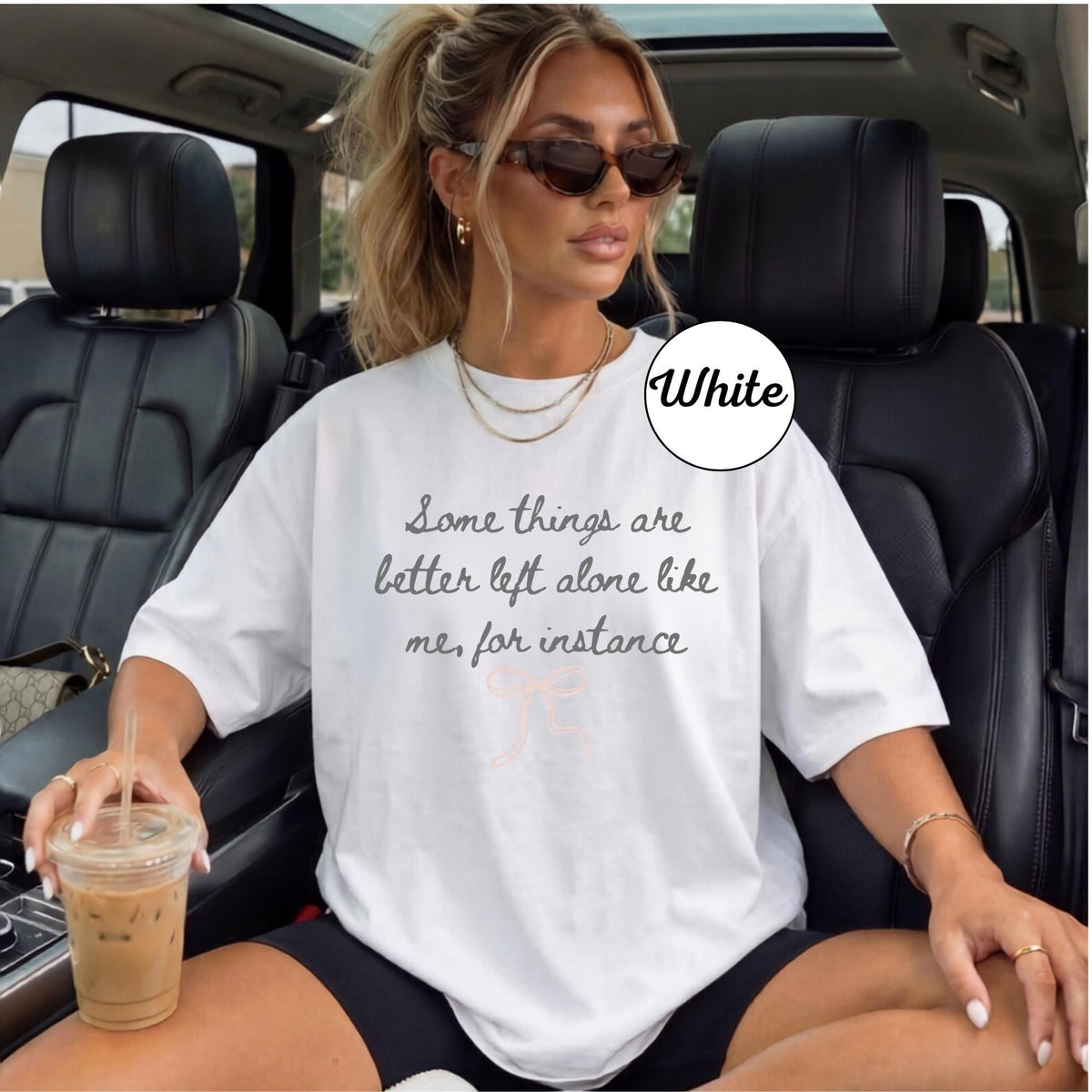 Funny Introvert Shirt, Some Things Are Better Left Alone Like Me, Sarcastic Quote Tee, Socially Selective Gift, Bow Graphic Top Gift