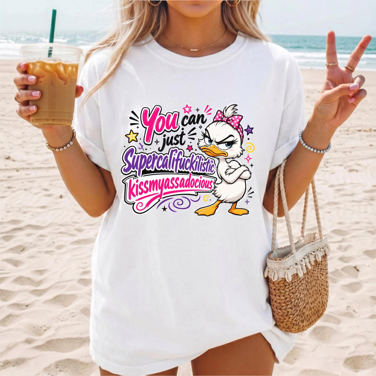 Sassy Duck Shirt, You Can Just Supercalifuckilistic Kiss My Assadocious Tee, Funny Duck Graphic T-Shirt, Bold Statement Gift, Gift for Her