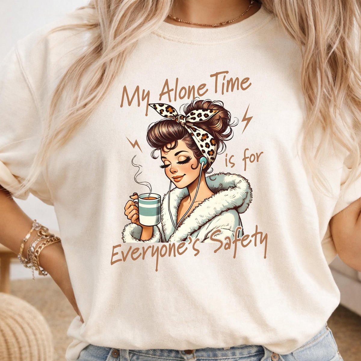 My Alone Time Is for Everyone's Safety Shirt, Cozy Self Care Tee, Introvert Coffee Shirt, Funny Me Time Gift, Relaxing Weekend Top