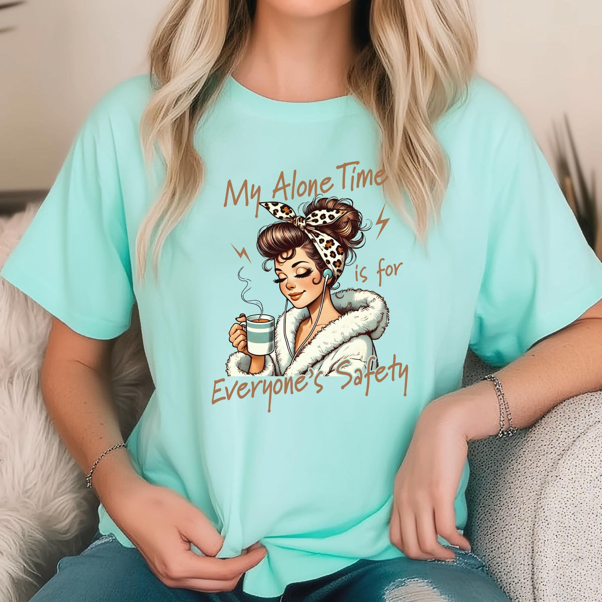 My Alone Time Is for Everyone's Safety Shirt, Cozy Self Care Tee, Introvert Coffee Shirt, Funny Me Time Gift, Relaxing Weekend Top