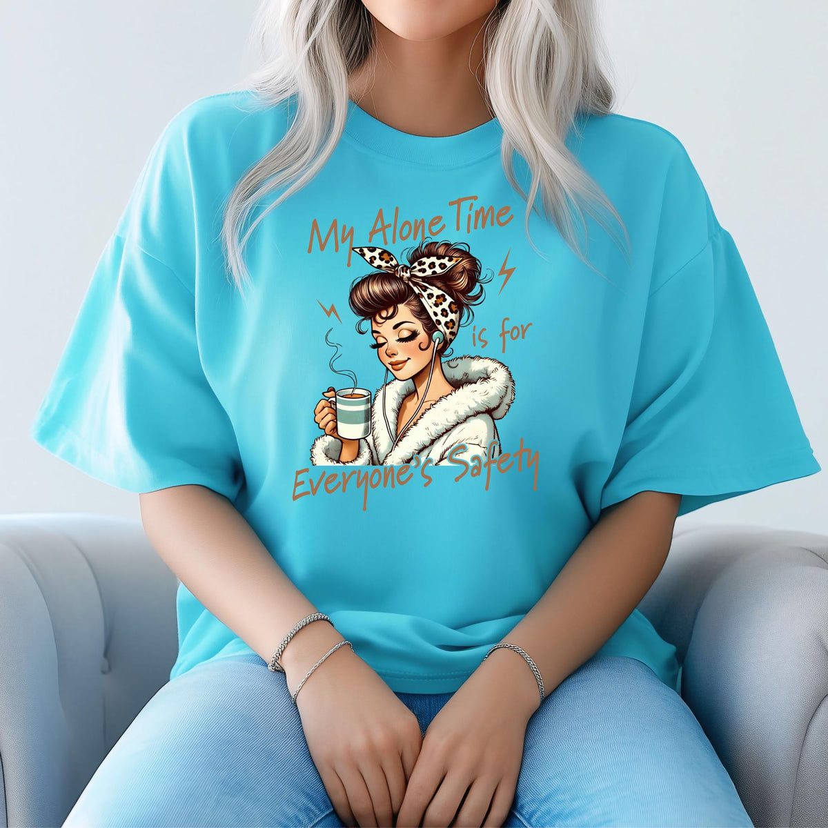 My Alone Time Is for Everyone's Safety Shirt, Cozy Self Care Tee, Introvert Coffee Shirt, Funny Me Time Gift, Relaxing Weekend Top