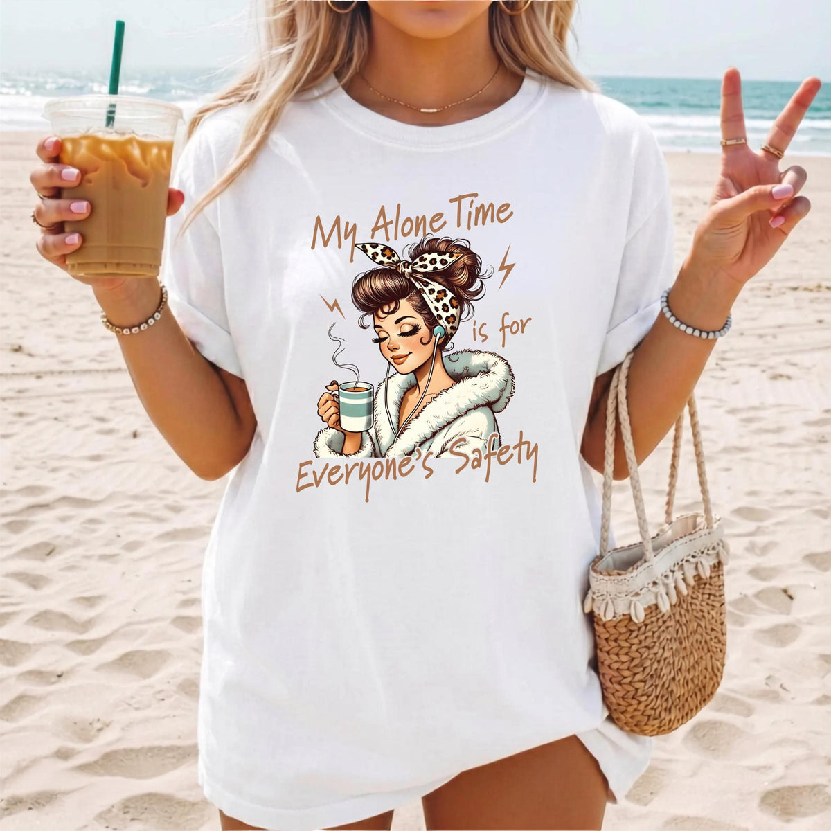 My Alone Time Is for Everyone's Safety Shirt, Cozy Self Care Tee, Introvert Coffee Shirt, Funny Me Time Gift, Relaxing Weekend Top