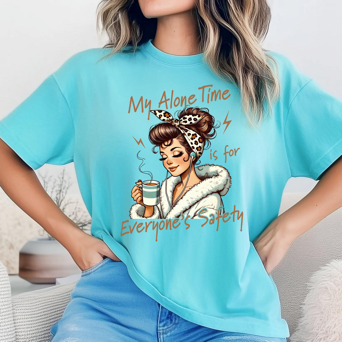 My Alone Time Is for Everyone's Safety Shirt, Cozy Self Care Tee, Introvert Coffee Shirt, Funny Me Time Gift, Relaxing Weekend Top