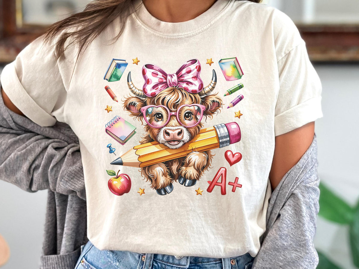 Cute Cow Sweatshirt, Back to School Hoodie, Kids Gift, Funny Highland Cow Design, Gildan Crewneck, Unisex Pullover, Cozy Fall Apparel