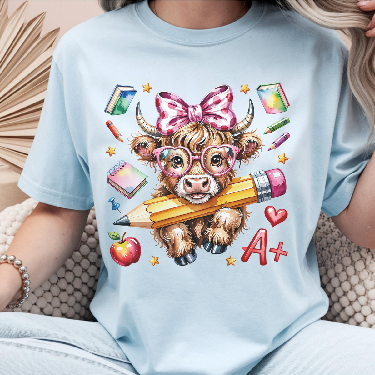 Cute Cow Sweatshirt, Back to School Hoodie, Kids Gift, Funny Highland Cow Design, Gildan Crewneck, Unisex Pullover, Cozy Fall Apparel