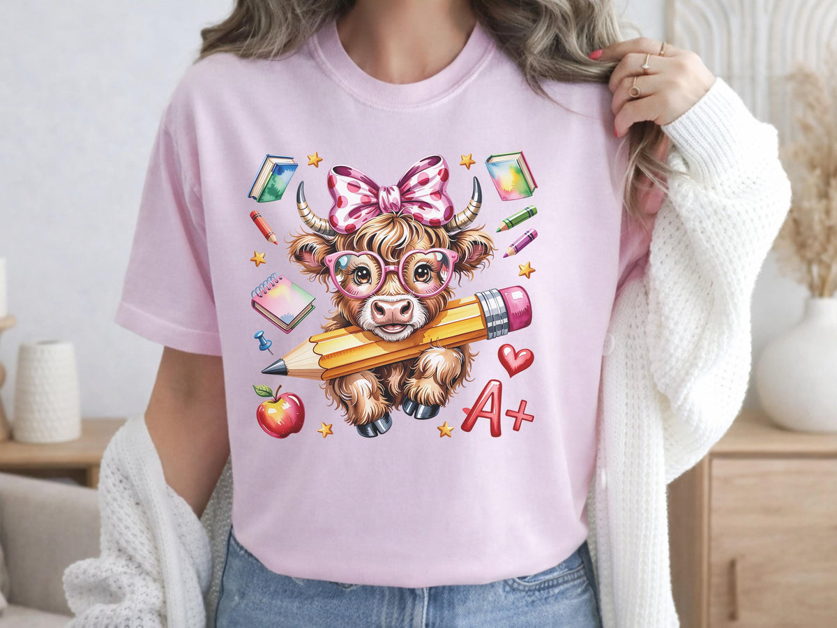 Cute Cow Sweatshirt, Back to School Hoodie, Kids Gift, Funny Highland Cow Design, Gildan Crewneck, Unisex Pullover, Cozy Fall Apparel