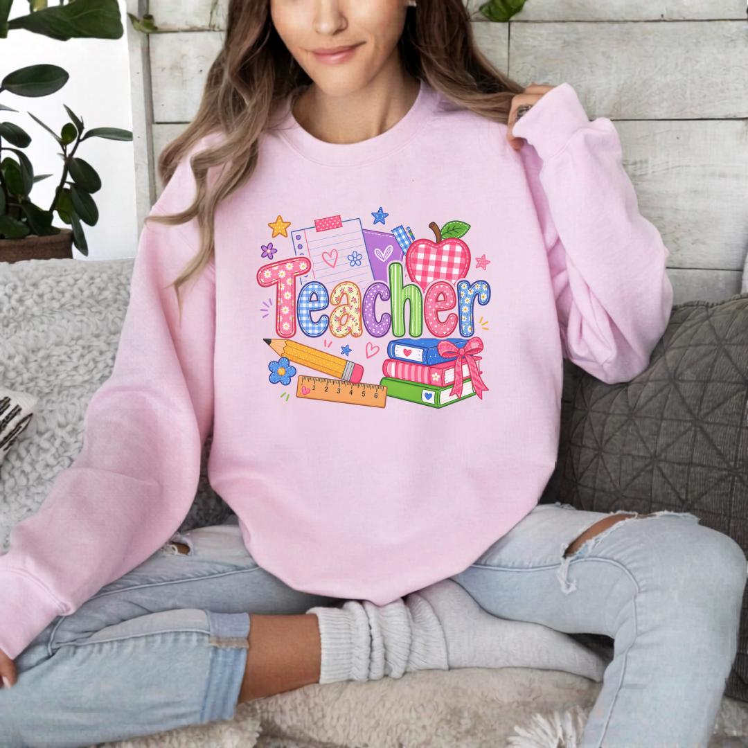 Teacher Shirt, Sweatshirt Gift, Colorful Teacher Apparel, Fun Teacher Gift Idea, Back to School Gift for Teachers, Custom Teacher Sweater