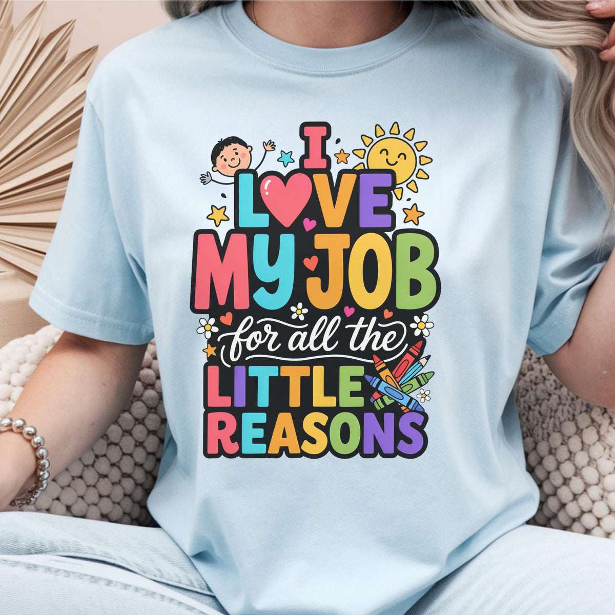 I Love My Job Sweatshirt, Colorful Work Apparel, Teacher Appreciation Gift, Unisex Gildan Crewneck, Fun Work Outfit, Crayon Design