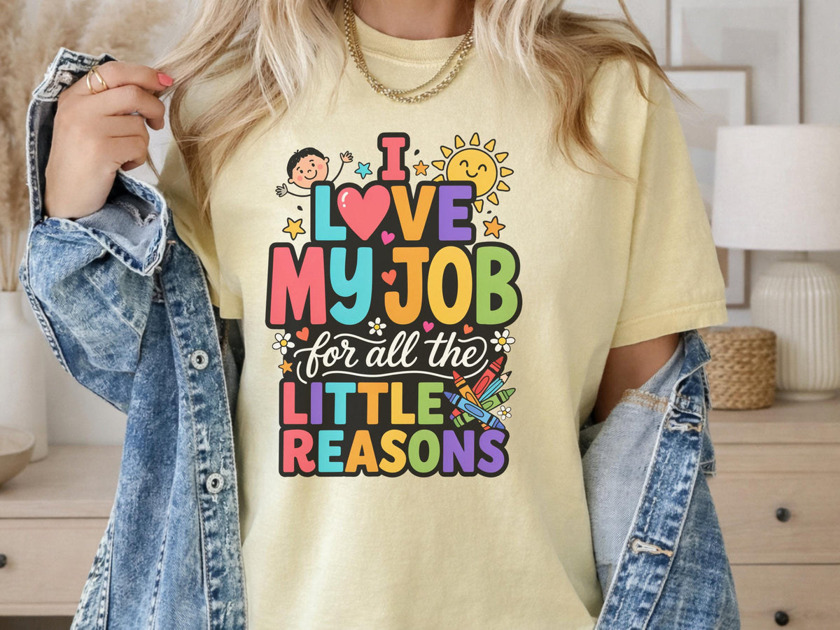 I Love My Job Sweatshirt, Colorful Work Apparel, Teacher Appreciation Gift, Unisex Gildan Crewneck, Fun Work Outfit, Crayon Design