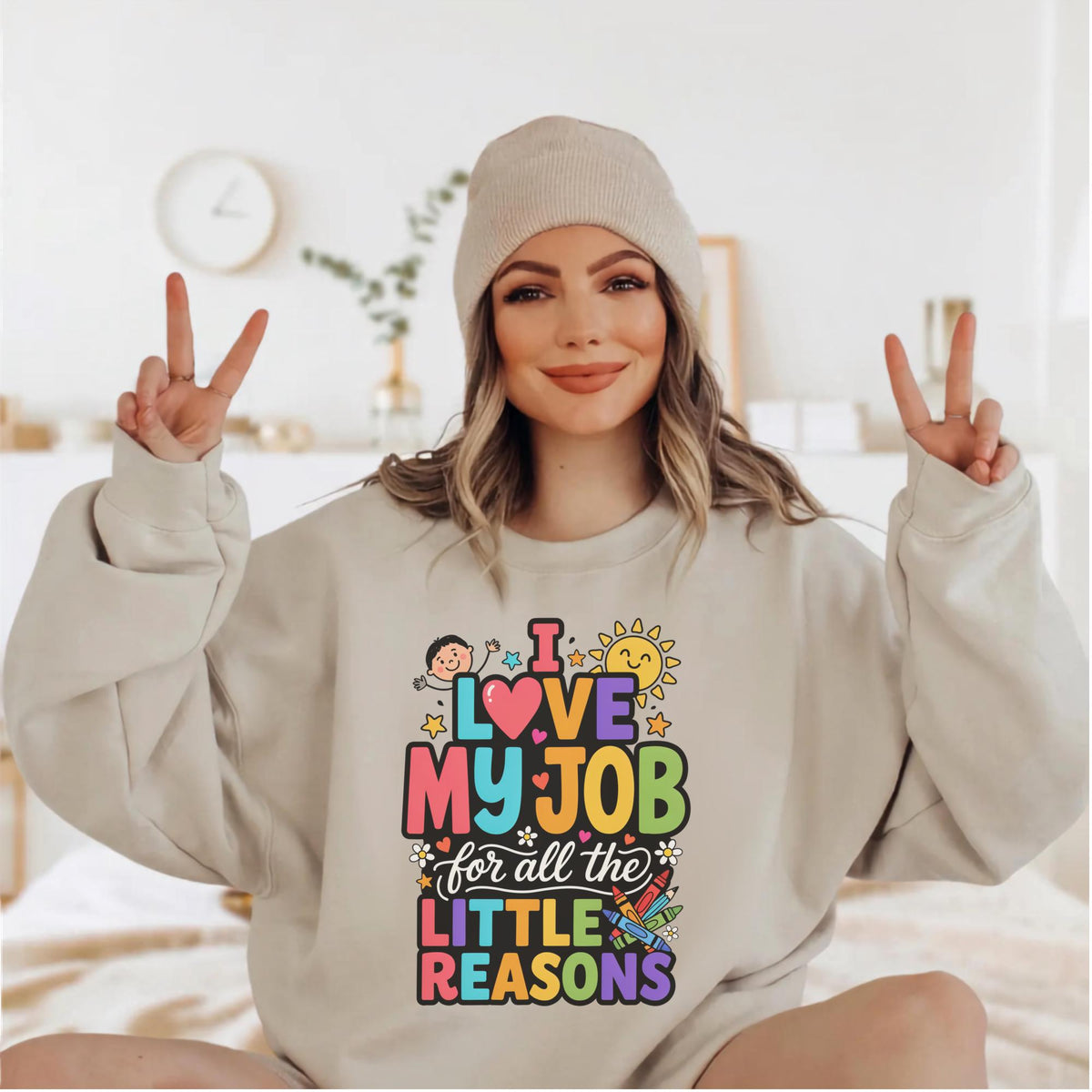 I Love My Job Sweatshirt, Colorful Work Apparel, Teacher Appreciation Gift, Unisex Gildan Crewneck, Fun Work Outfit, Crayon Design