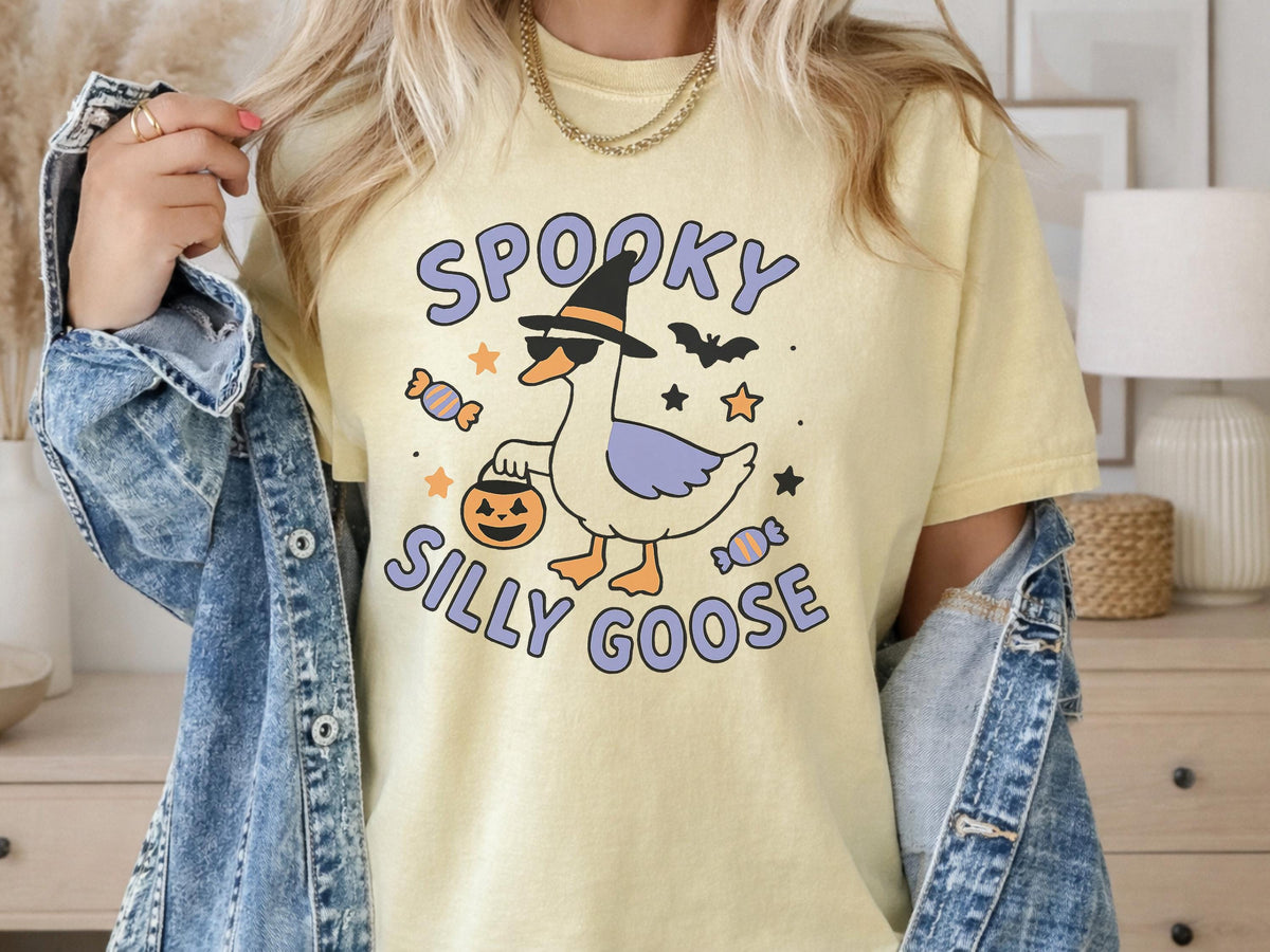 Spooky Silly Goose T Shirt, Halloween Goose Sweatshirt, Funny Witch Hat Duck Tee, Cute Halloween Hoodie, Autumn Outfit Gift Idea Bundle