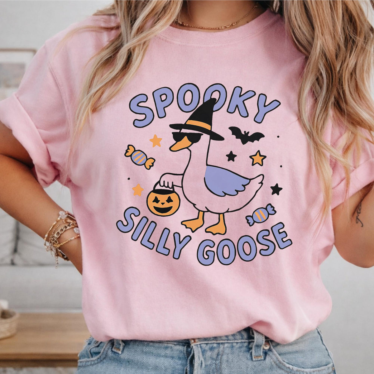 Spooky Silly Goose T Shirt, Halloween Goose Sweatshirt, Funny Witch Hat Duck Tee, Cute Halloween Hoodie, Autumn Outfit Gift Idea Bundle