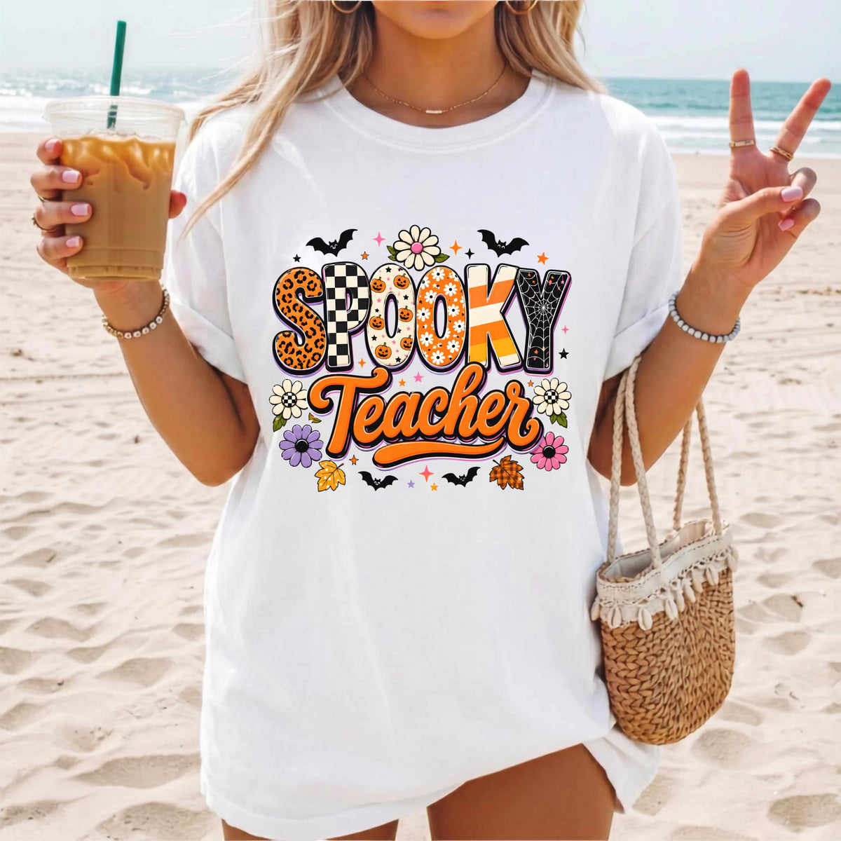 Spooky Teacher Shirt, Halloween Teacher T-Shirt, School Spirit Tee, Colorful Teacher Appreciation Gift, Fall Classroom Outfit 2025