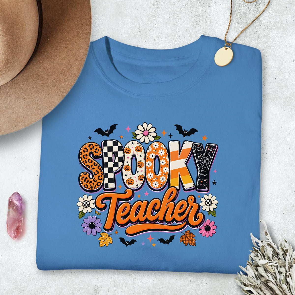 Spooky Teacher Shirt, Halloween Teacher T-Shirt, School Spirit Tee, Colorful Teacher Appreciation Gift, Fall Classroom Outfit 2025