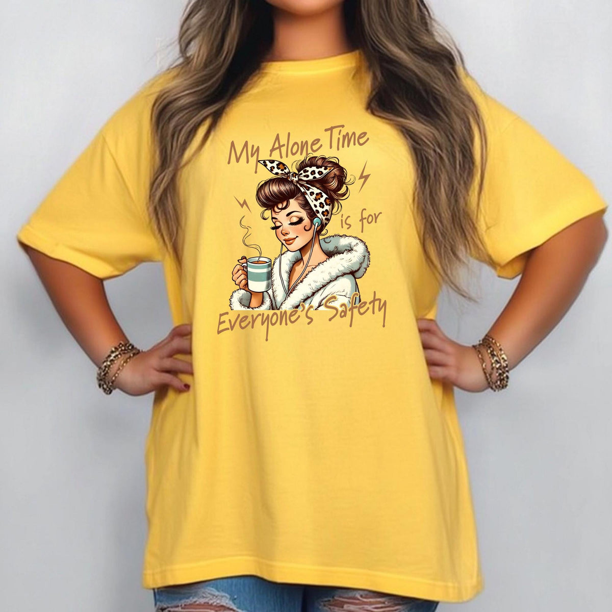 My Alone Time Is for Everyone's Safety Shirt, Cozy Self Care Tee, Introvert Coffee Shirt, Funny Me Time Gift, Relaxing Weekend Top