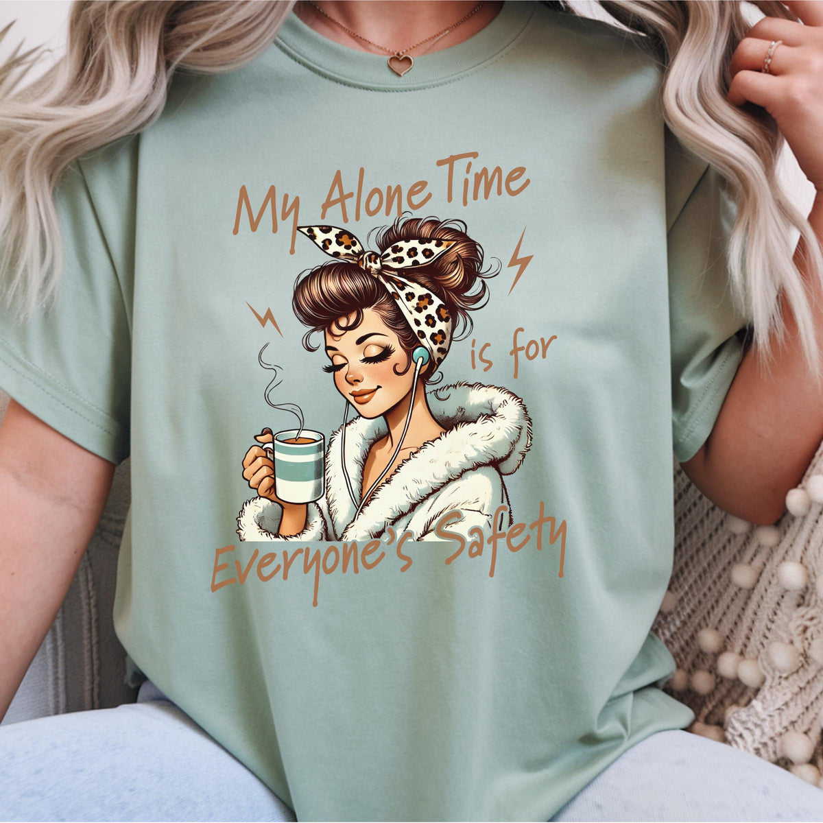 My Alone Time Is for Everyone's Safety Shirt, Cozy Self Care Tee, Introvert Coffee Shirt, Funny Me Time Gift, Relaxing Weekend Top