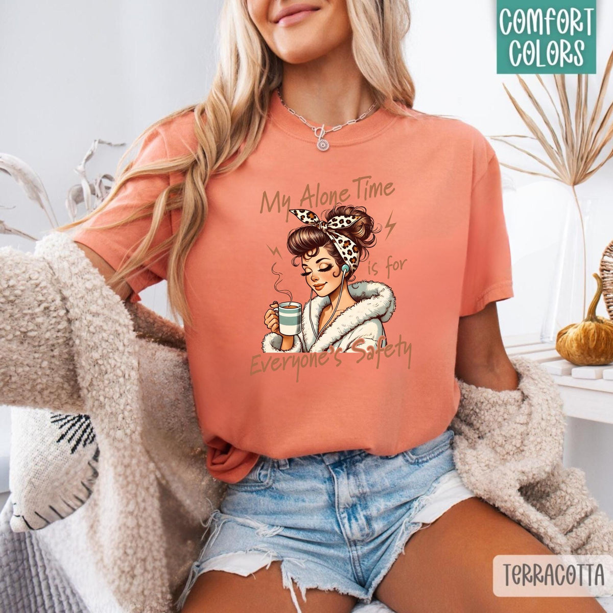 My Alone Time Is for Everyone's Safety Shirt, Cozy Self Care Tee, Introvert Coffee Shirt, Funny Me Time Gift, Relaxing Weekend Top