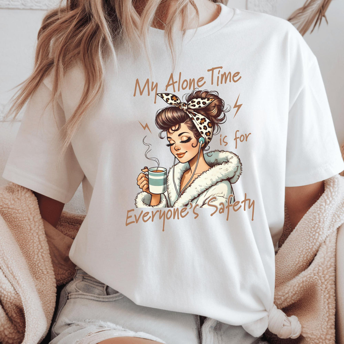 My Alone Time Is for Everyone's Safety Shirt, Cozy Self Care Tee, Introvert Coffee Shirt, Funny Me Time Gift, Relaxing Weekend Top