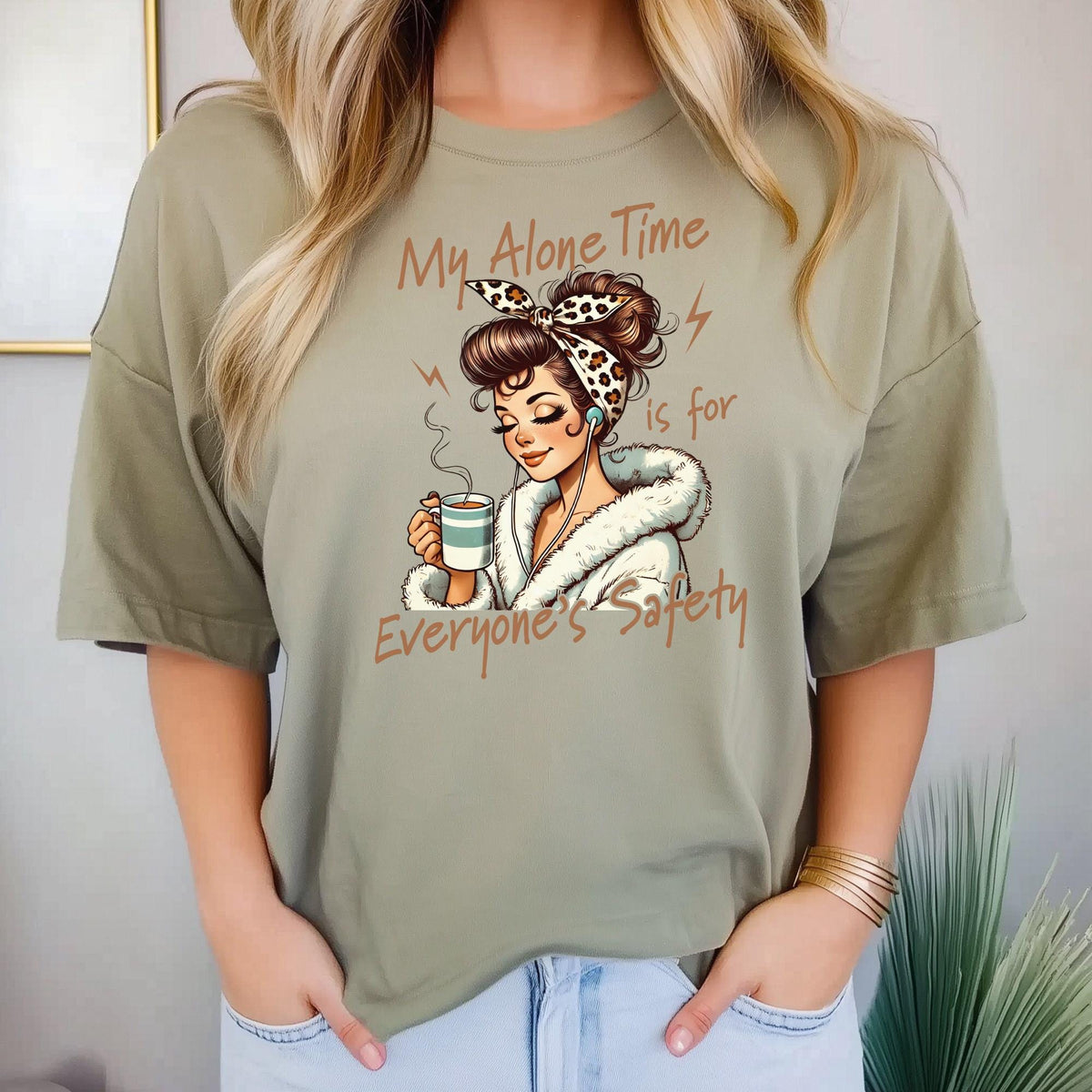 My Alone Time Is for Everyone's Safety Shirt, Cozy Self Care Tee, Introvert Coffee Shirt, Funny Me Time Gift, Relaxing Weekend Top