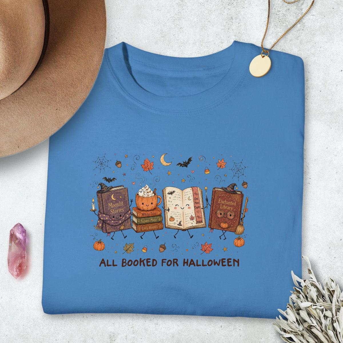 All Booked for Halloween Shirt, Book Lover Halloween Tee, Cozy Fall Reading Shirt, Witchy Autumn Bookworm Gift, Unisex T-Shirt Gift