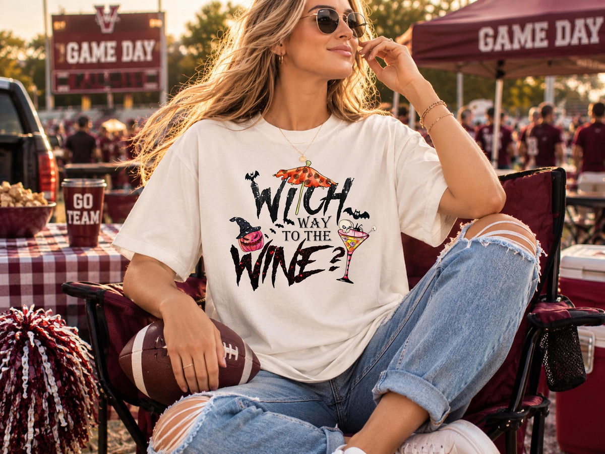 Witch Way to the Wine Sweatshirt, Halloween Witchy Crewneck, Spooky Pumpkin Martini Shirt, Gothic Autumn Party Gift for Wine Lovers