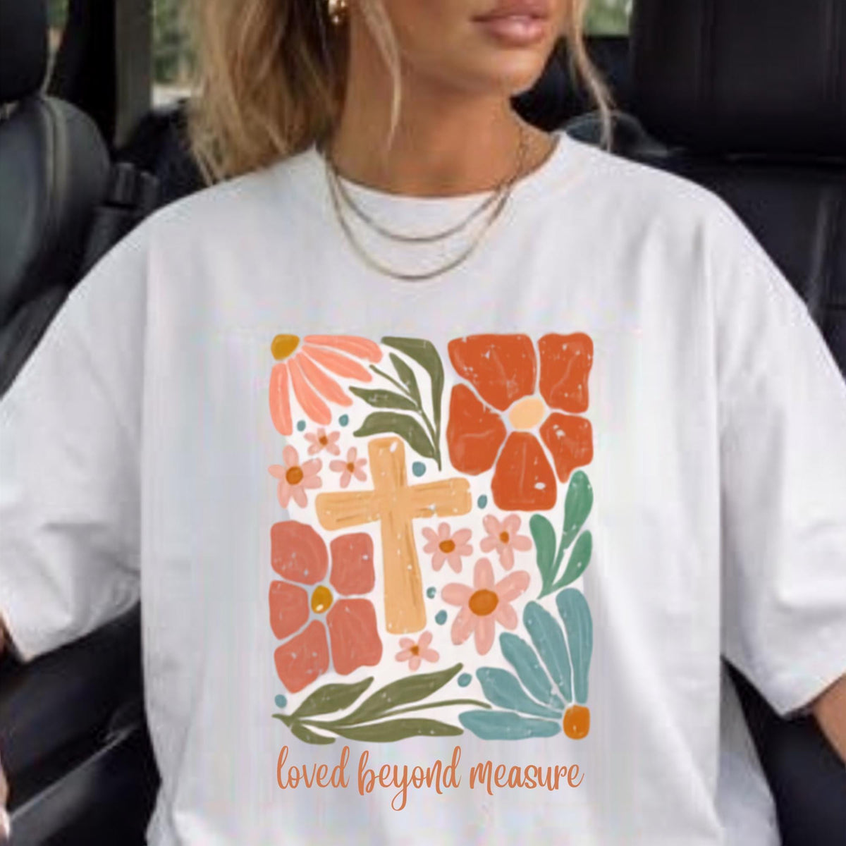 Loved Beyond Measure Sweatshirt, Floral Cross Crewneck, Christian Faith Gift, Inspirational Religious Pullover, Unisex Cozy Top Gift