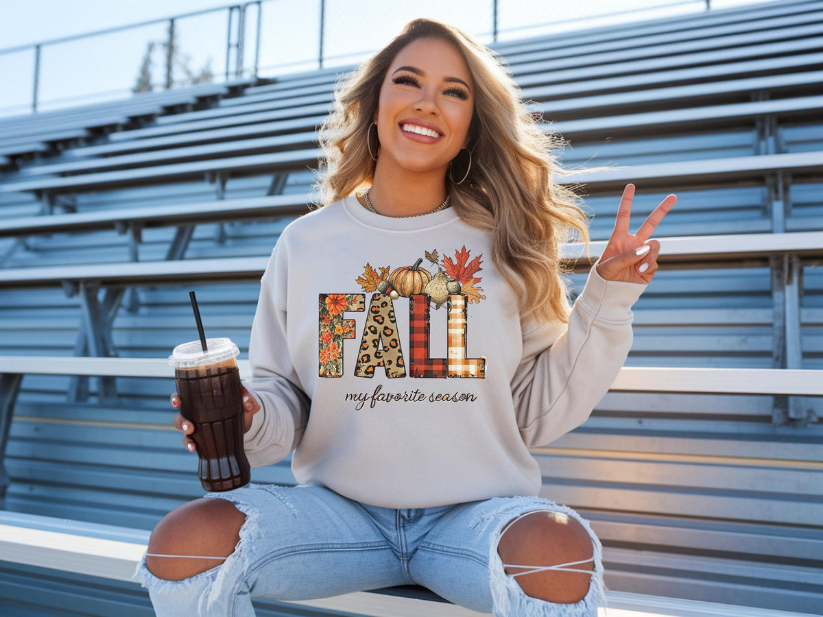 Fall Sweatshirt, Autumn Graphic Crewneck, Pumpkin Leaf Sweatshirt, Harvest Season Pullover, Cozy Thanksgiving Outfit, Fall Gift Idea