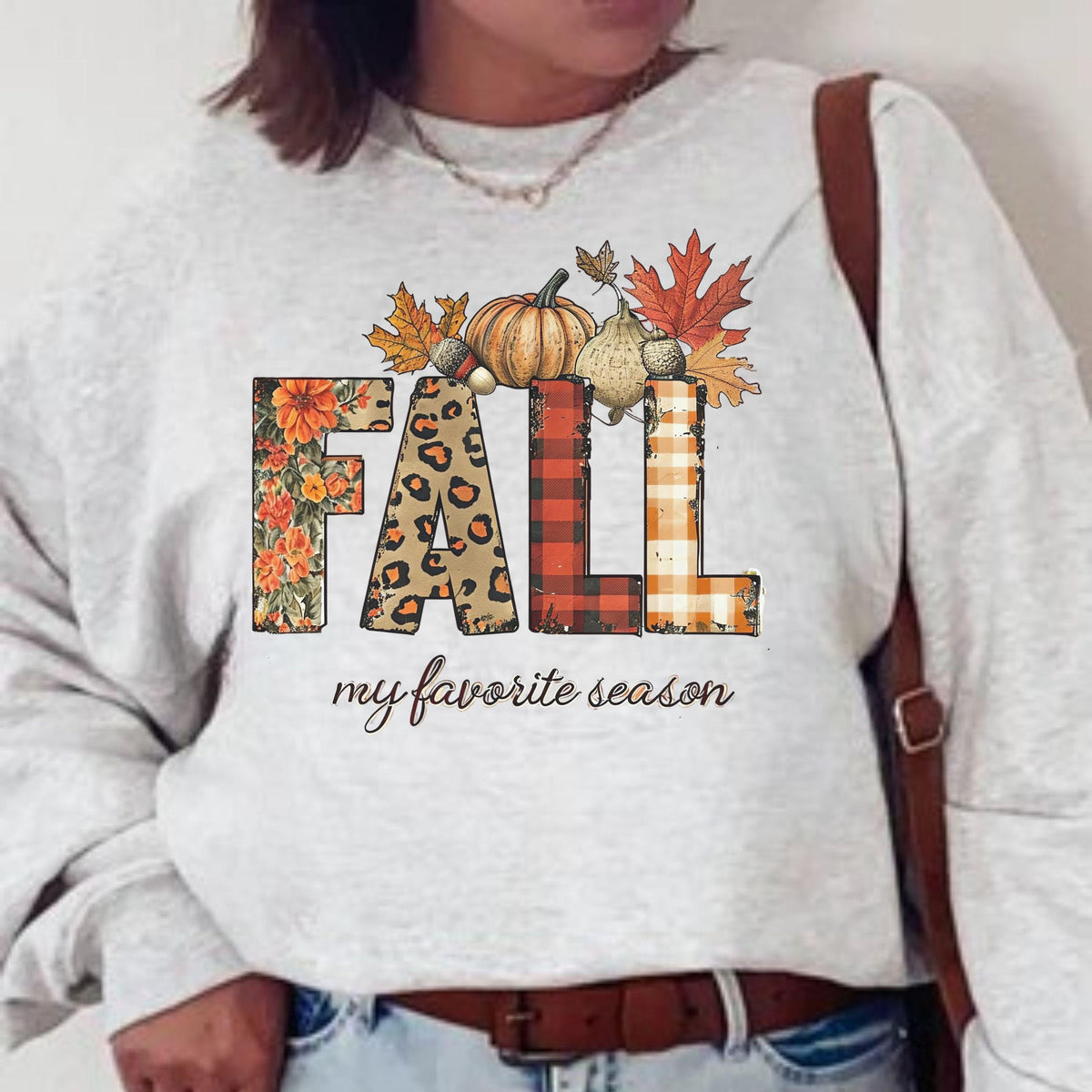 Fall Sweatshirt, Autumn Graphic Crewneck, Pumpkin Leaf Sweatshirt, Harvest Season Pullover, Cozy Thanksgiving Outfit, Fall Gift Idea