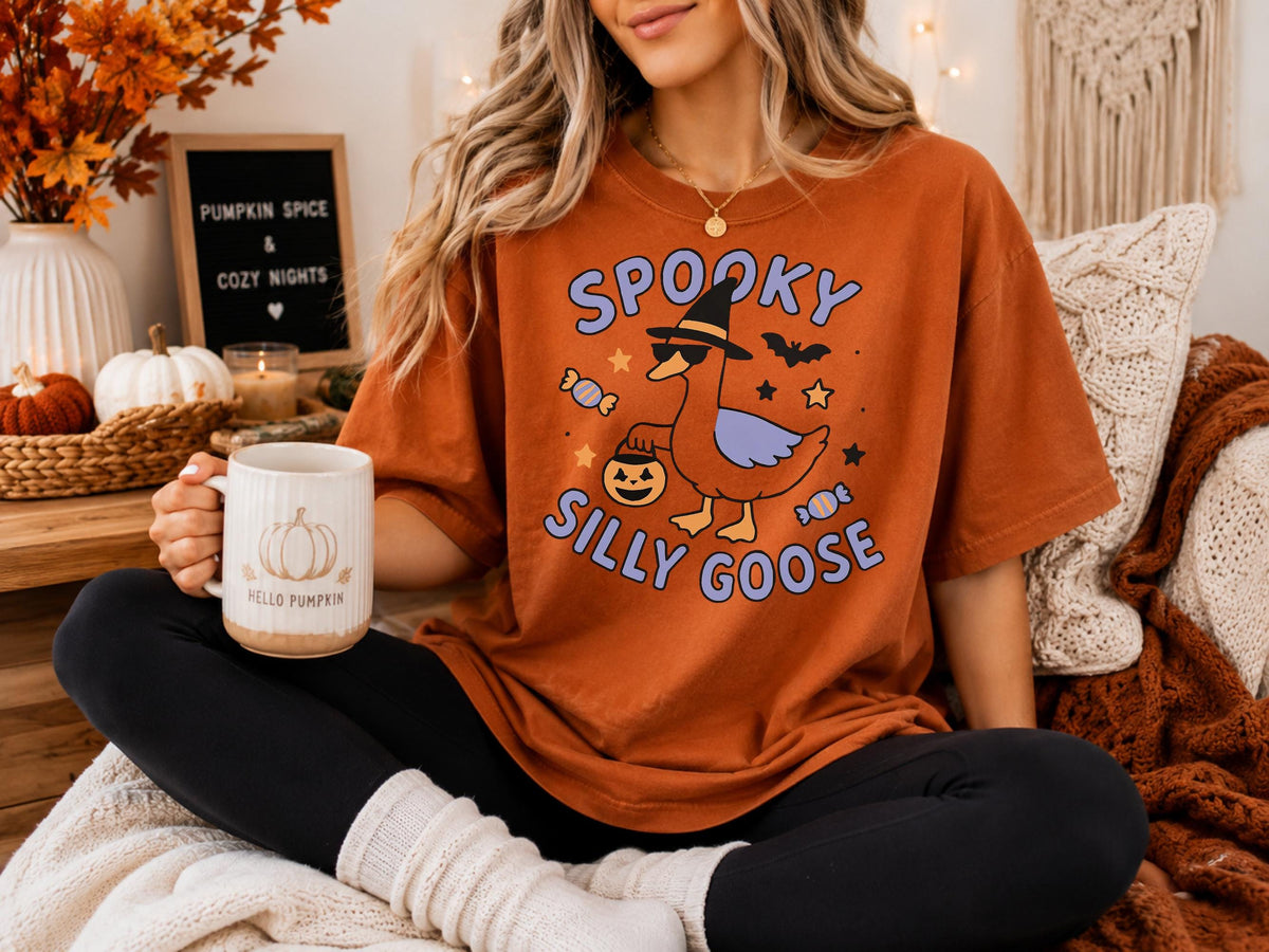 Spooky Silly Goose T Shirt, Halloween Goose Sweatshirt, Funny Witch Hat Duck Tee, Cute Halloween Hoodie, Autumn Outfit Gift Idea Bundle