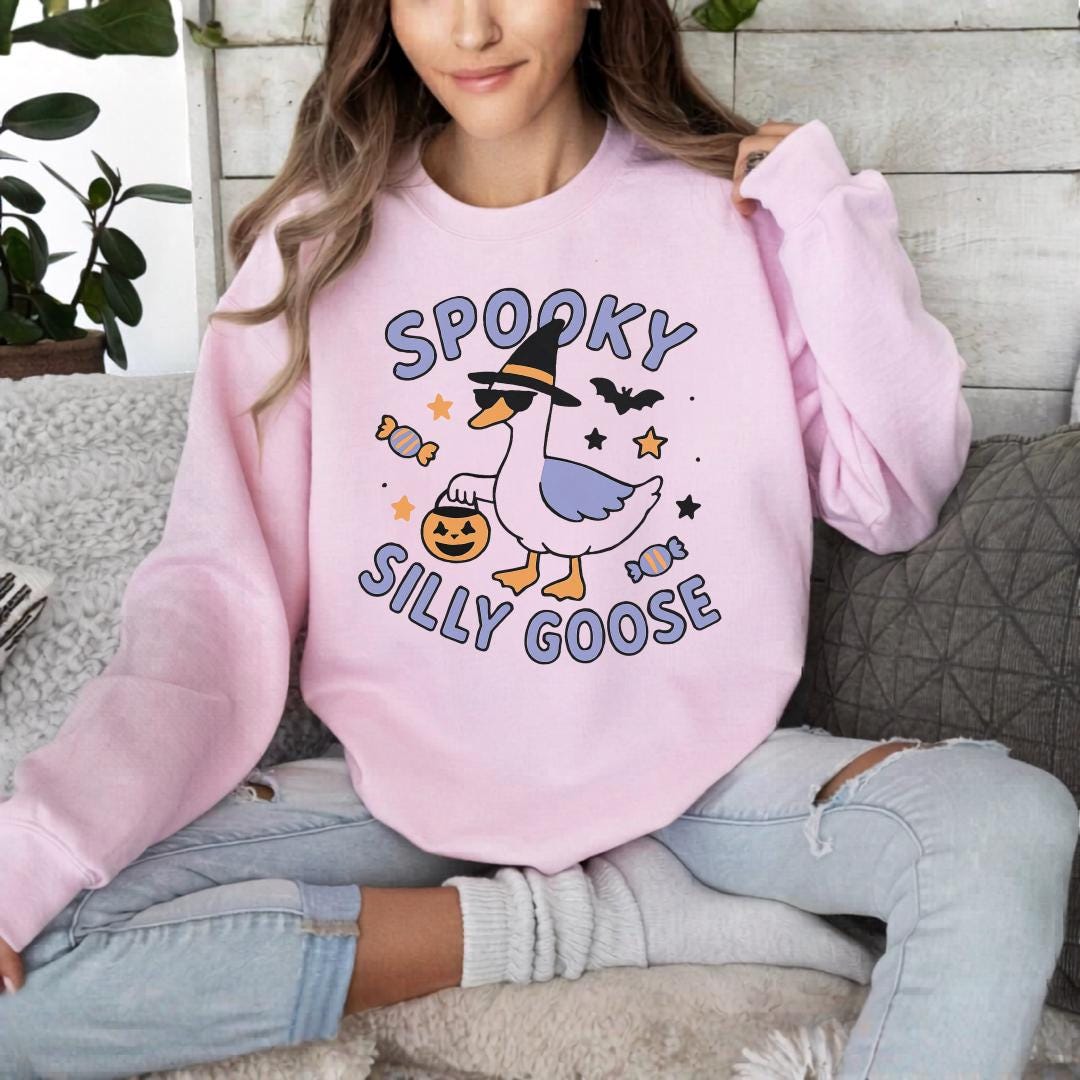 Spooky Silly Goose T Shirt, Halloween Goose Sweatshirt, Funny Witch Hat Duck Tee, Cute Halloween Hoodie, Autumn Outfit Gift Idea Bundle