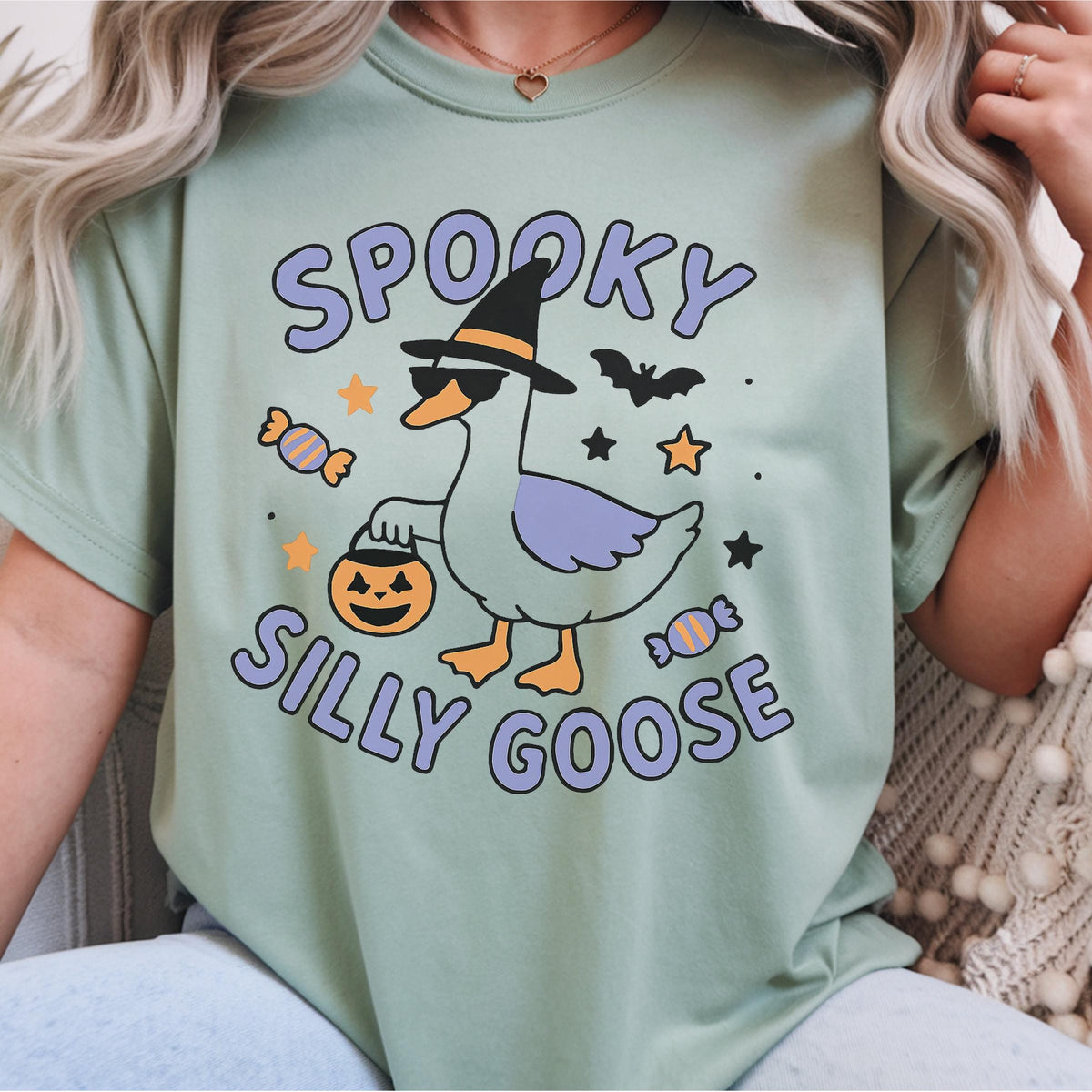 Spooky Silly Goose T Shirt, Halloween Goose Sweatshirt, Funny Witch Hat Duck Tee, Cute Halloween Hoodie, Autumn Outfit Gift Idea Bundle