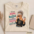 Funny Aging Sweatshirt, Leveling Up With Experience Sarcasm Great Hair Crewneck, Gift for Women Who Age With Confidence and Humor Today