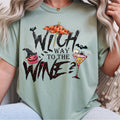 Witch Way to the Wine Sweatshirt, Halloween Witchy Crewneck, Spooky Pumpkin Martini Shirt, Gothic Autumn Party Gift for Wine Lovers