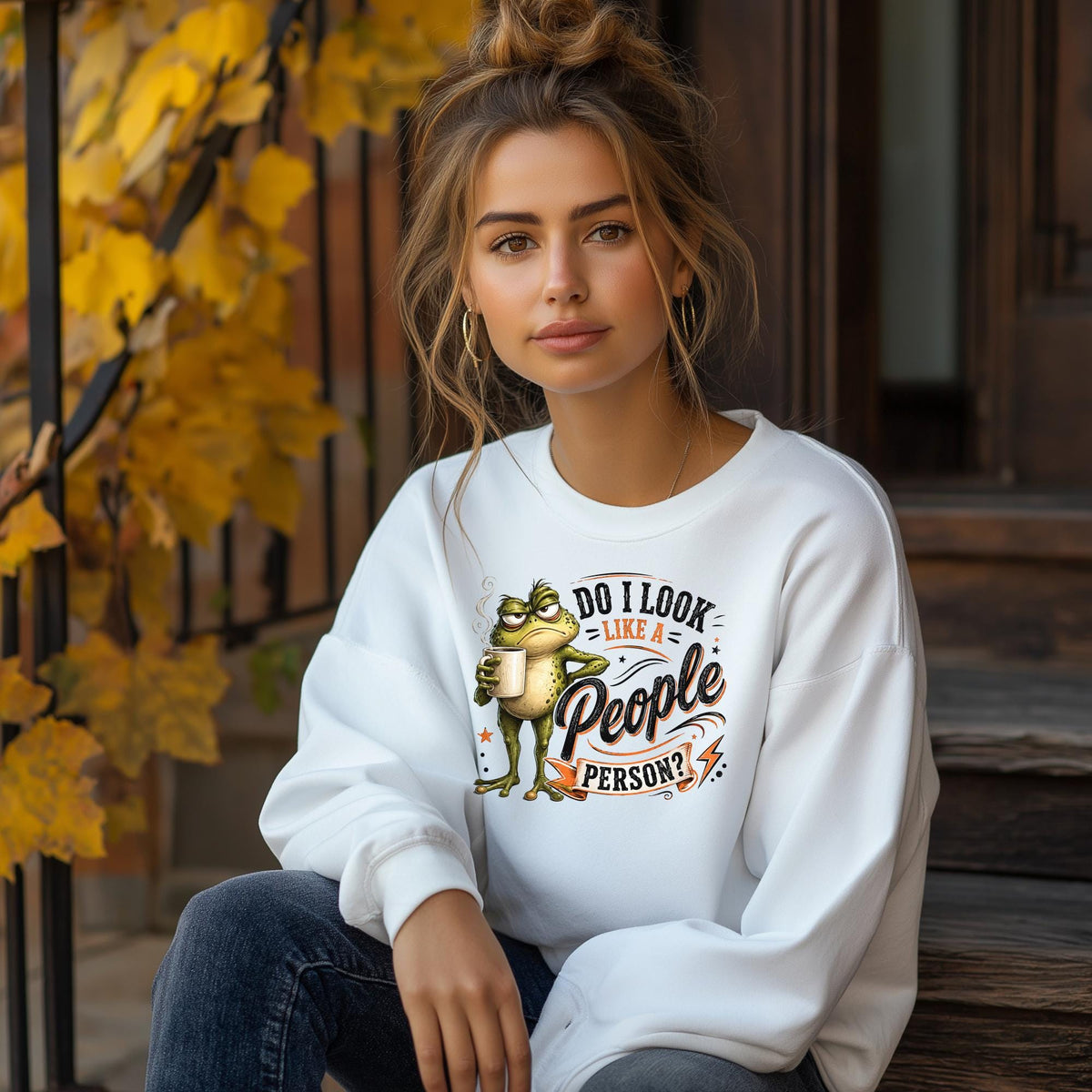 Do I Look Like a People Person Sweatshirt, Funny Frog Coffee Crewneck, Introvert Humor Pullover, Sarcastic Gift for Coffee Lovers and Cowork