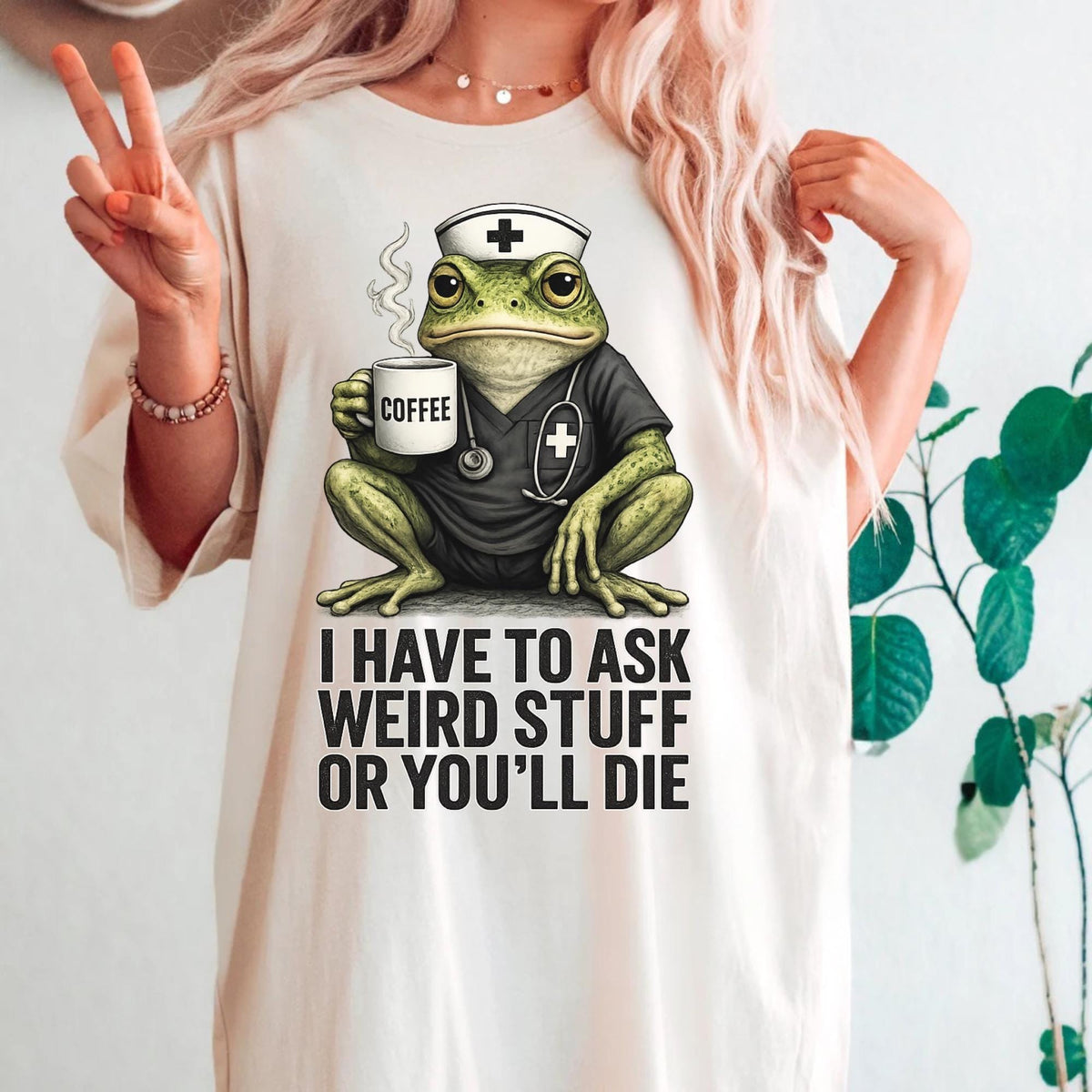 Funny Frog Nurse Sweatshirt, Coffee Frog Medical Crewneck, Weird Nurse Humor Pullover, Cute Healthcare Worker Gift, Dark Humor Apparel