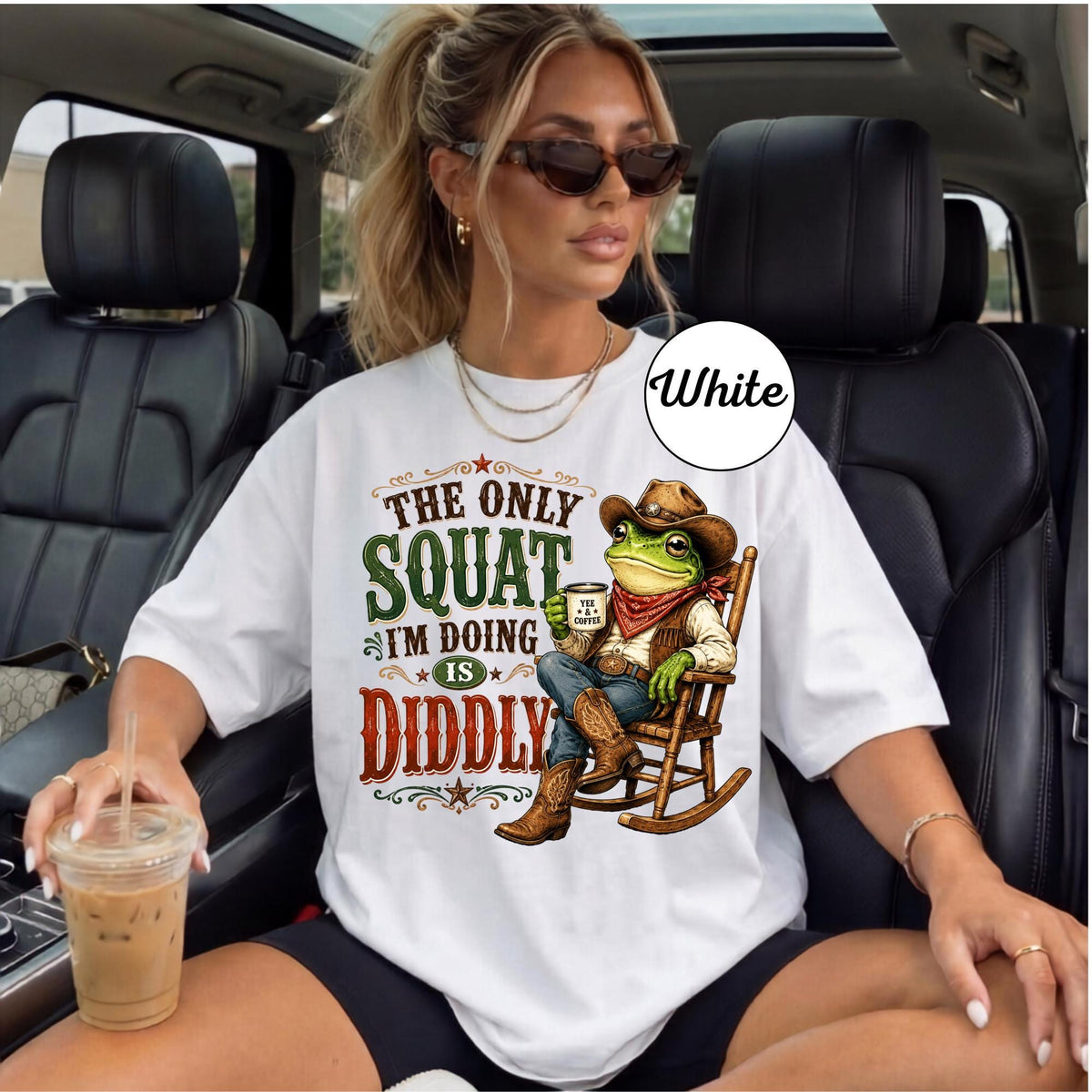 The Only Squat I'm Doing Is Diddly Sweatshirt, Funny Frog Cowboy Crewneck T Shirt, Country Western Gym Humor Gift for Squat Lovers and Daddi