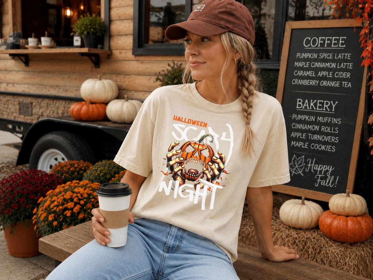 Halloween Scary Night Sweatshirt, Pumpkin Horror Crewneck, Spooky Jack O Lantern Shirt, Haunted Halloween Pullover for Fall Parties