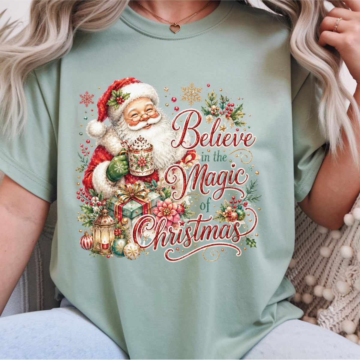 Believe in the Magic of Christmas Sweatshirt, Santa Holiday Crewneck, Festive Christmas Gift, Winter Family Sweater, Xmas Pullover