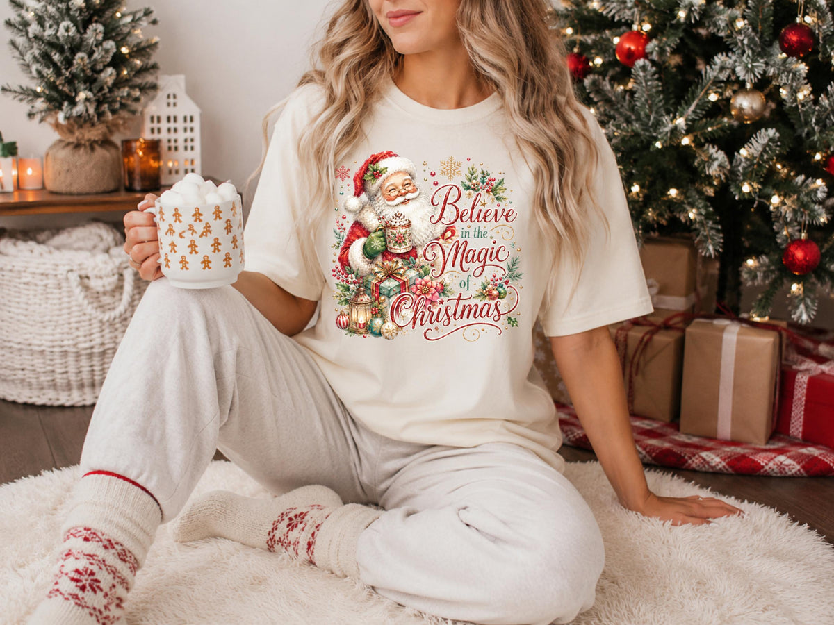 Believe in the Magic of Christmas Sweatshirt, Santa Holiday Crewneck, Festive Christmas Gift, Winter Family Sweater, Xmas Pullover
