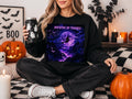 Brewing Up Trouble Sweatshirt, Witchy Halloween Crewneck, Purple Moon Bat Shirt, Gothic Witch Sweater, Spooky Season Gift for Her Him