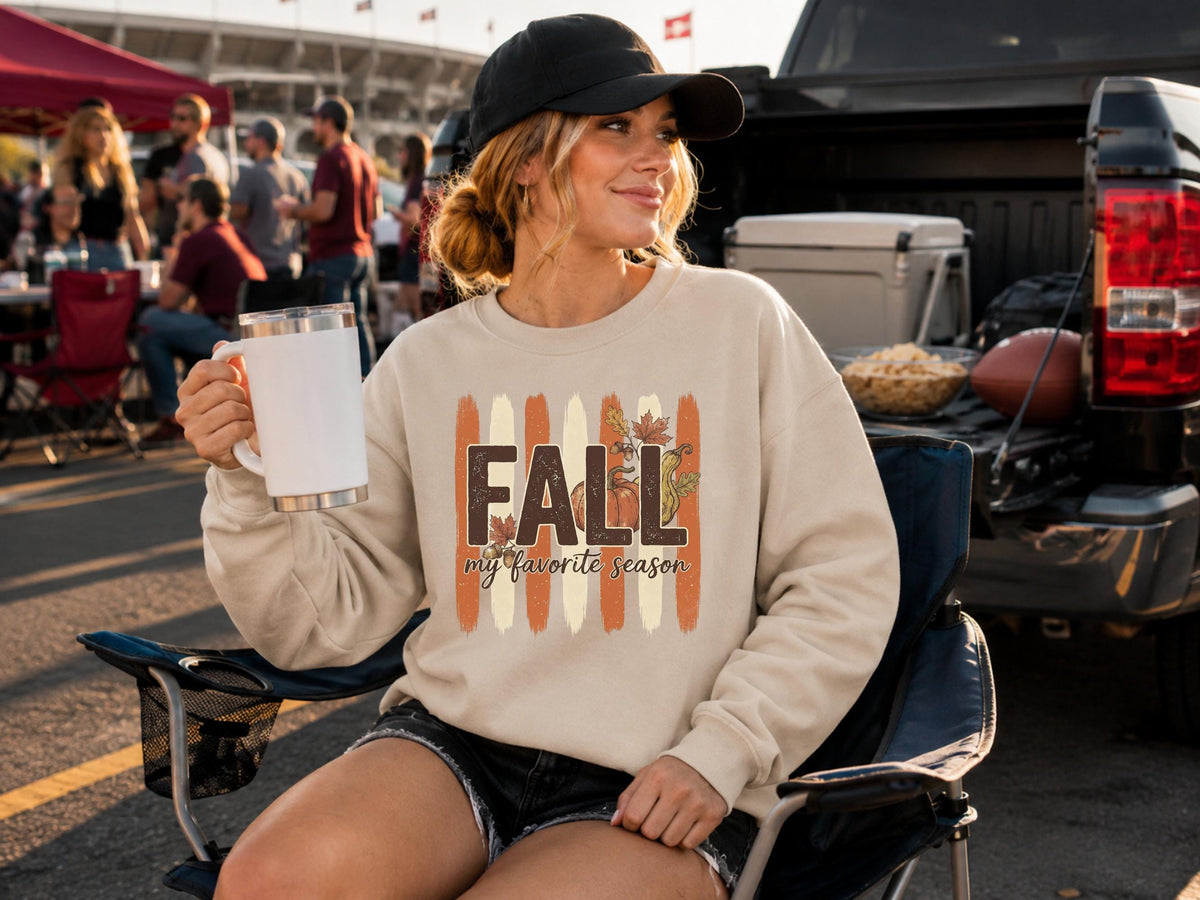 Fall My Favorite Season Sweatshirt, Autumn Harvest Crewneck, Rustic Pumpkin Sweater