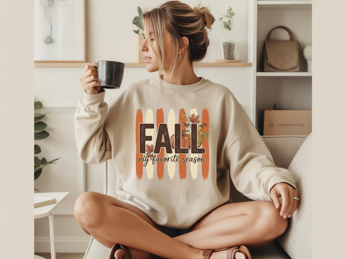 Fall My Favorite Season Sweatshirt, Autumn Harvest Crewneck, Rustic Pumpkin Sweater