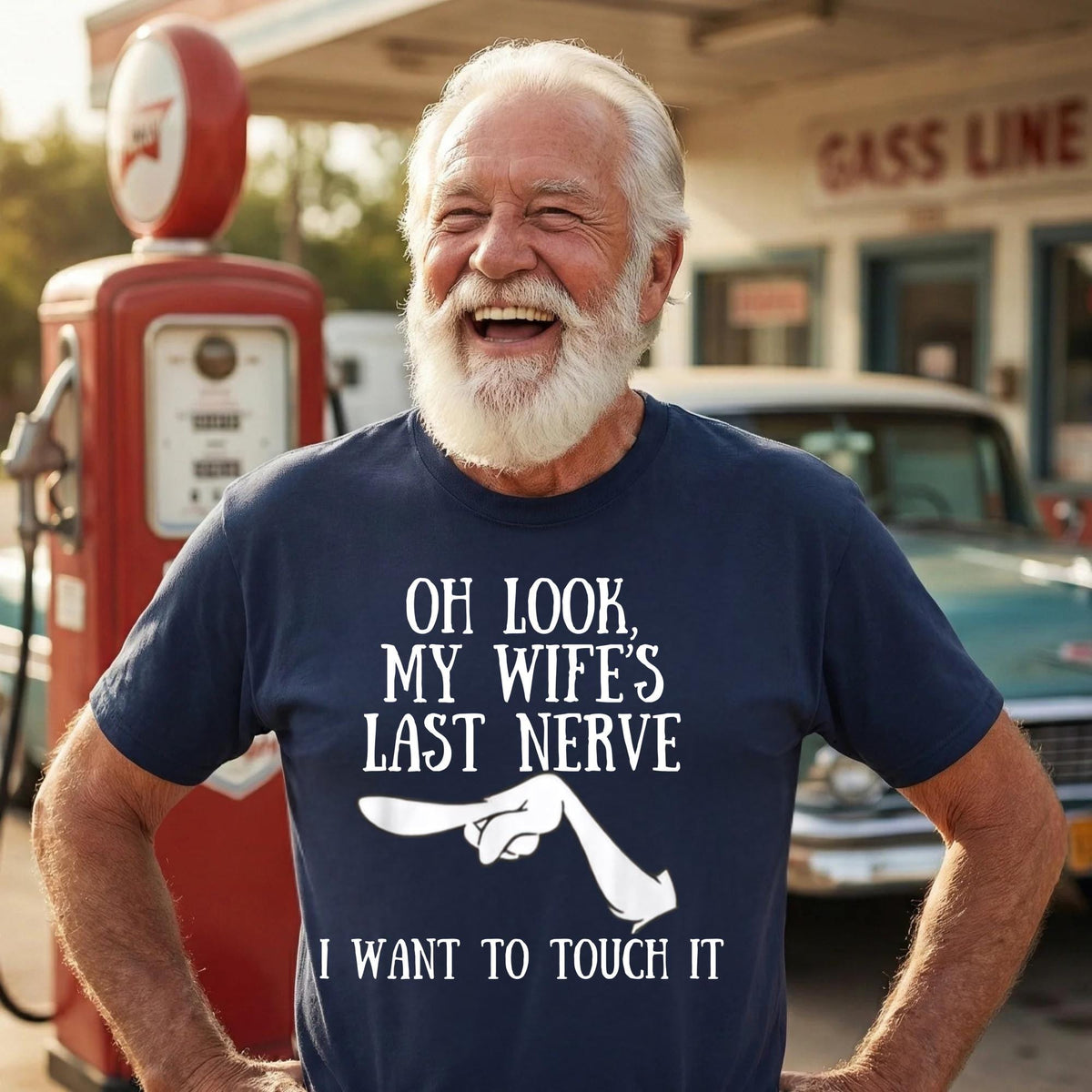 Funny Men's T Shirt Wife's Last Nerve Shirt, Sarcastic Marriage Tee, Pointing Finger Joke Shirt, Husband Humor Gift, Couples Statement Shirt