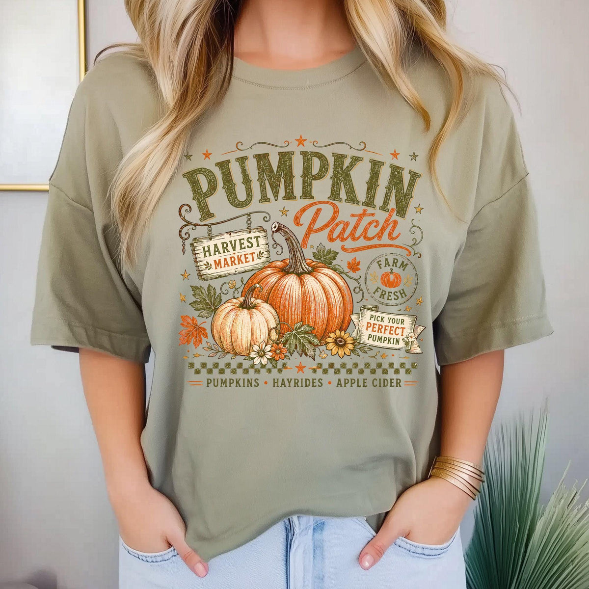 Pumpkin Patch Sweatshirt, Fall Harvest Market Crewneck, Farm Fresh Pumpkin Season Pullover, Hayride Apple Cider Autumn Gift Idea Cozy
