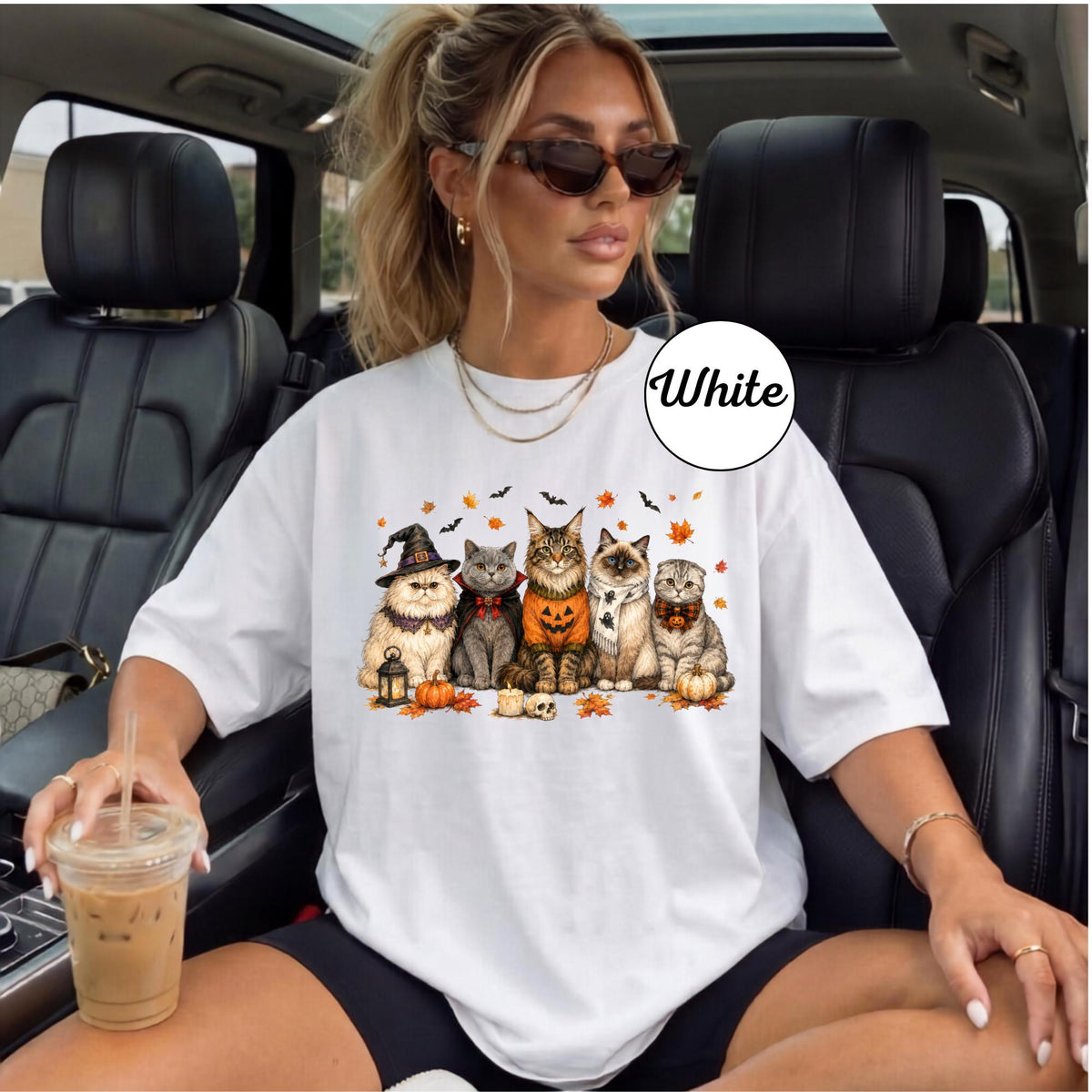 Halloween Cat Shirt, Witchy Cat T-Shirt, Spooky Kitty Graphic Tee, Autumn Cat Lover Gift, Cute Vintage Halloween Outfit for Women Men