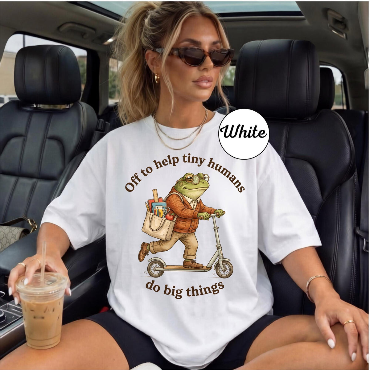 Off to Help Tiny Humans Sweatshirt, Funny Frog Teacher Crewneck, School Staff Gift, Educator Pullover, Do Big Things Sweater Gift Idea