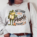 Do I Look Like a People Person Sweatshirt, Funny Frog Coffee Crewneck, Introvert Humor Pullover, Sarcastic Gift for Coffee Lovers and Cowork