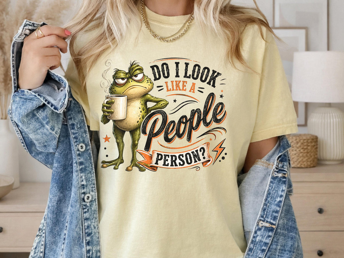 Do I Look Like a People Person Sweatshirt, Funny Frog Coffee Crewneck, Introvert Humor Pullover, Sarcastic Gift for Coffee Lovers and Cowork